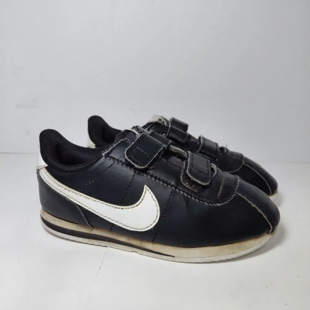 Nike Youth Cortez Basic Black White Athletic Sneakers Shoes Toddler 10c